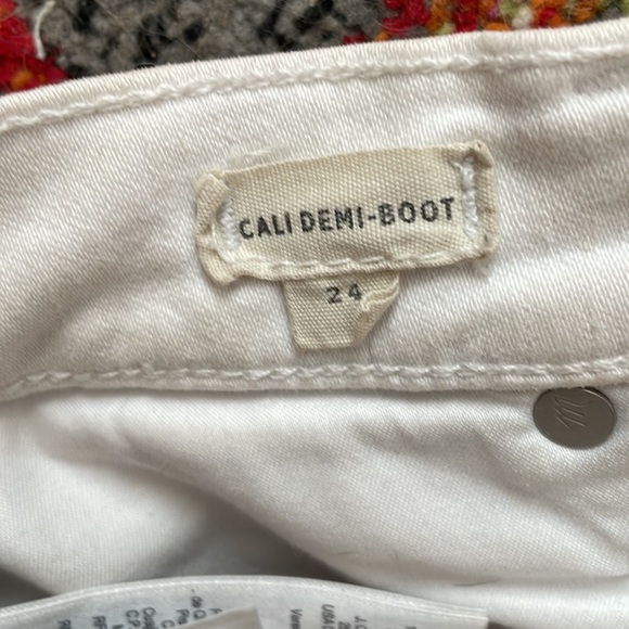 madewell cali demi-boot cut raw hem white jeans high waisted rise - Picture 4 of 5